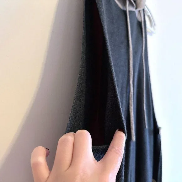 Dark Gray Sleeveless Sweater Dress with Hood - Picture 7 of 8